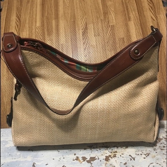 Fossil woven with leather trim hobo - Picture 2 of 6